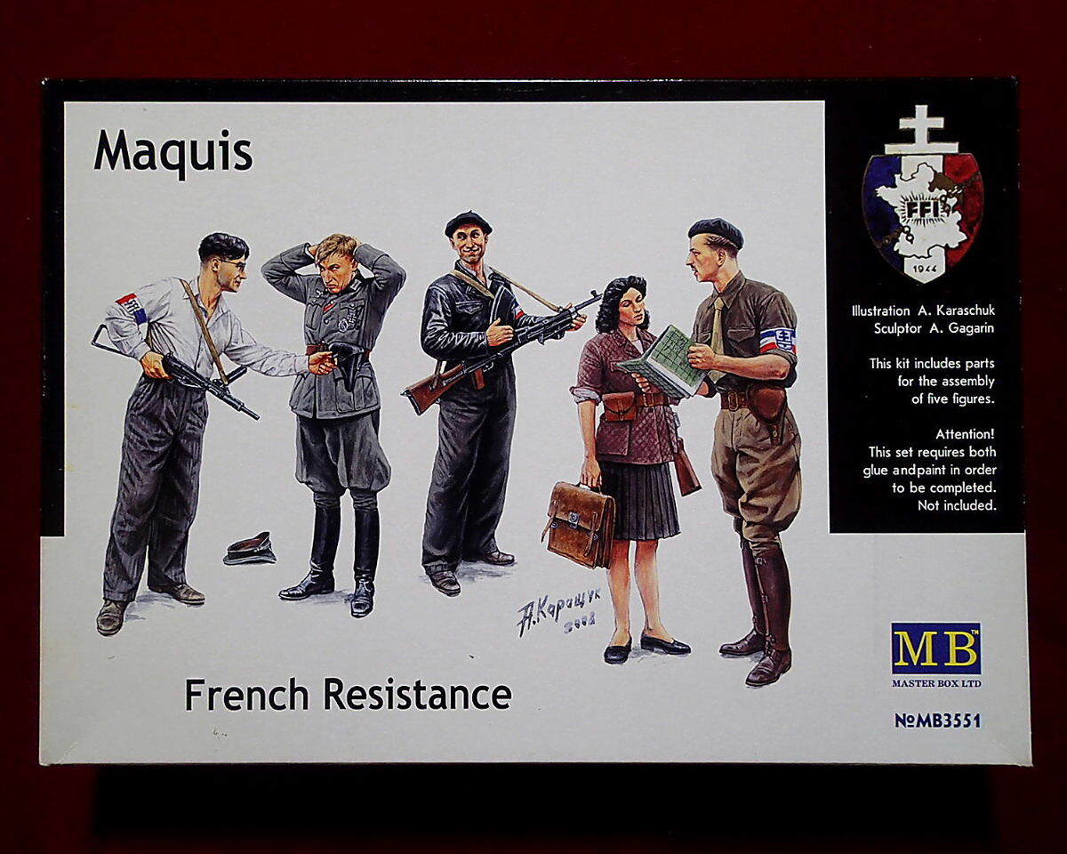 ★マスターボックス(MB3551) 1/35 フランス レジスタンス(4体)&ドイツ軍将校(捕虜1体)1944年(Maquis)(クリックP:185円他)拍卖