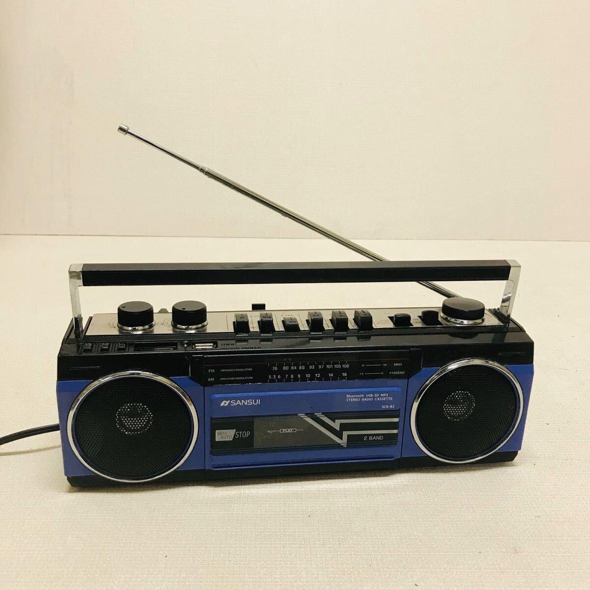 SANSUI Bluetooth機能搭載 ステレオラジオカセット SCR-B2 ラジオカセット オーディオ機器 中古品拍卖