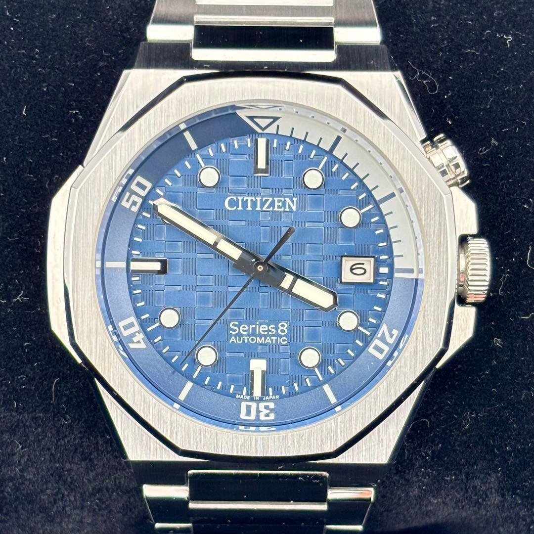 美品 CITIZEN Series8 シチズン シリーズエイト 890 メカニカル NB6060-58L / 9051-009KM01 デイト ブルー文字盤 メンズ 自動巻き 腕時計拍卖
