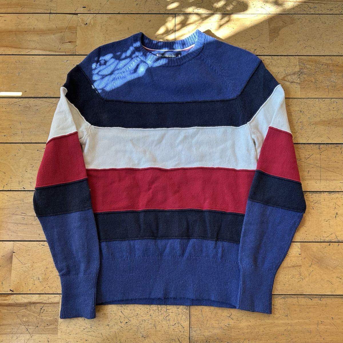 ★TOMMY HILFIGER/トミーヒルフィガー/ニット/セーター/ボーダー柄/マルチカラー/メンズ/Mサイズ拍卖