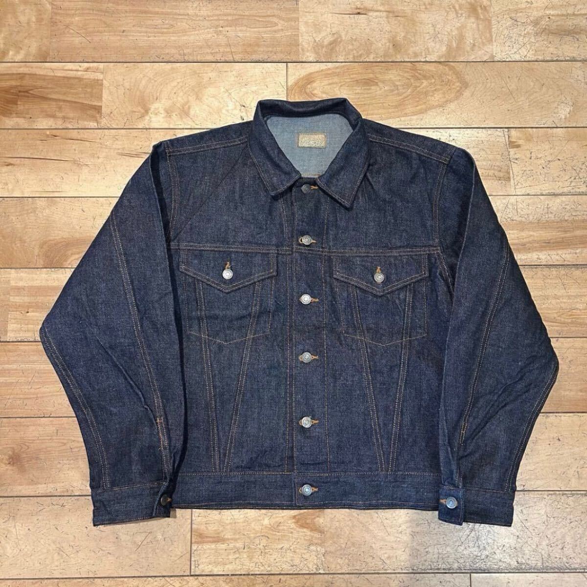 ★THE JEANS/デニムジャケット/デニム/ジージャン/児島/岡山デニム/濃紺/インディゴ/赤耳/リプロ/メンズ/フリーサイズ/美品拍卖
