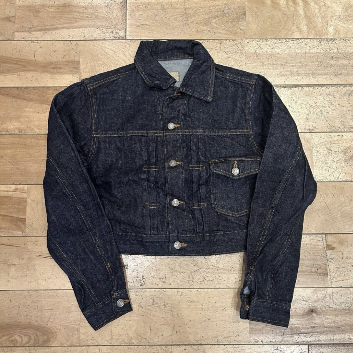 ★児島/岡山デニム/デニムジャケット/ジージャン/リプロ/1stタイプ/赤耳/濃紺/インディゴ/アメカジ/メンズ/フリーサイズ/美品拍卖