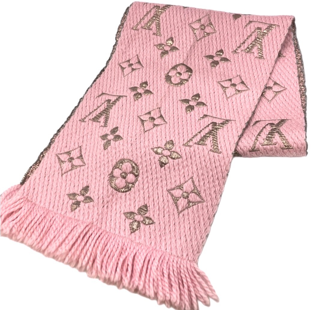 ●LOUIS VUITTON ルイヴィトン●ロゴマニア マフラー レディース 95%ウール 30㎝×168㎝ 美品拍卖