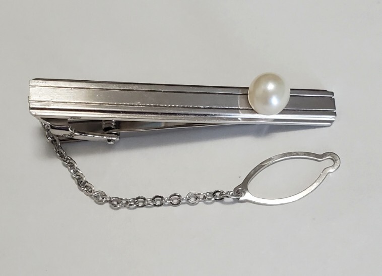 SILVER.F刻印 本真珠 アコヤ パール 大粒 タイピン タイバー メンズ アクセサリー 8,9g きれいめ拍卖