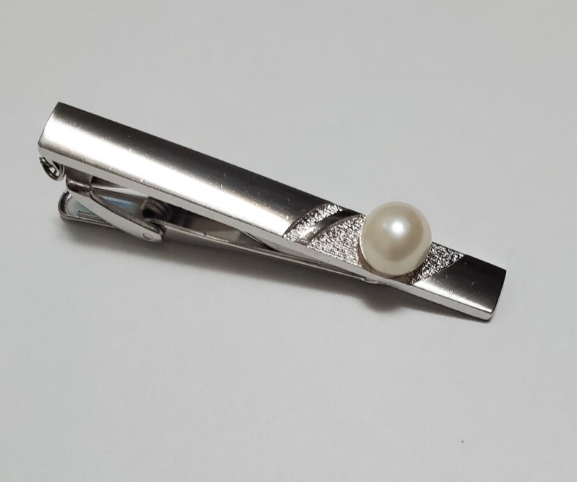 アコヤ 本真珠 大粒 タイピン タイバー メンズ アクセサリー 7,7g きれいめ拍卖