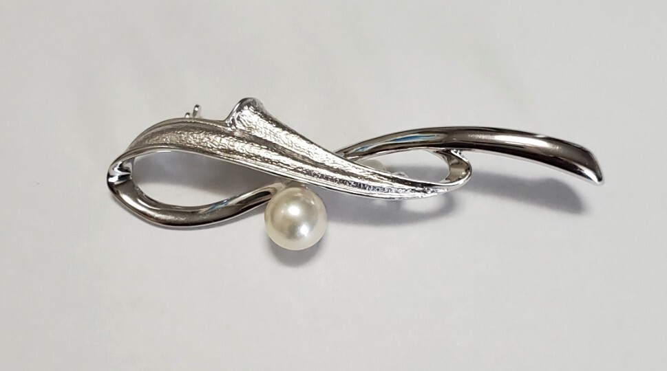 SILVER シルバー刻印 本真珠 大粒 パール ブローチ ペンダントトップ レディース アクセサリー 6,5g 美品拍卖