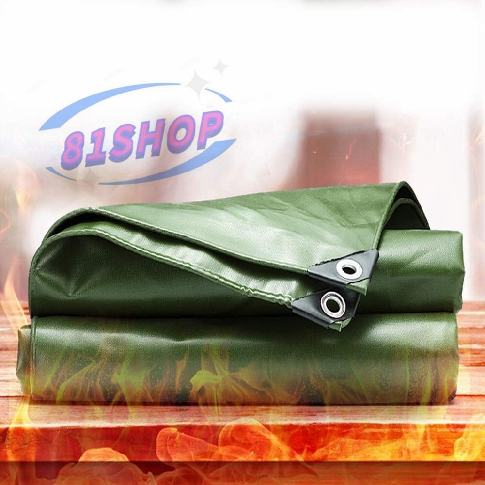 「81SHOP」難燃性ターポリン耐火防水 UVシートトラックタープ アイレット付き引き裂き抵抗紫外線耐性カーボート用 キャンプ(Size:5.8x5.8m)拍卖