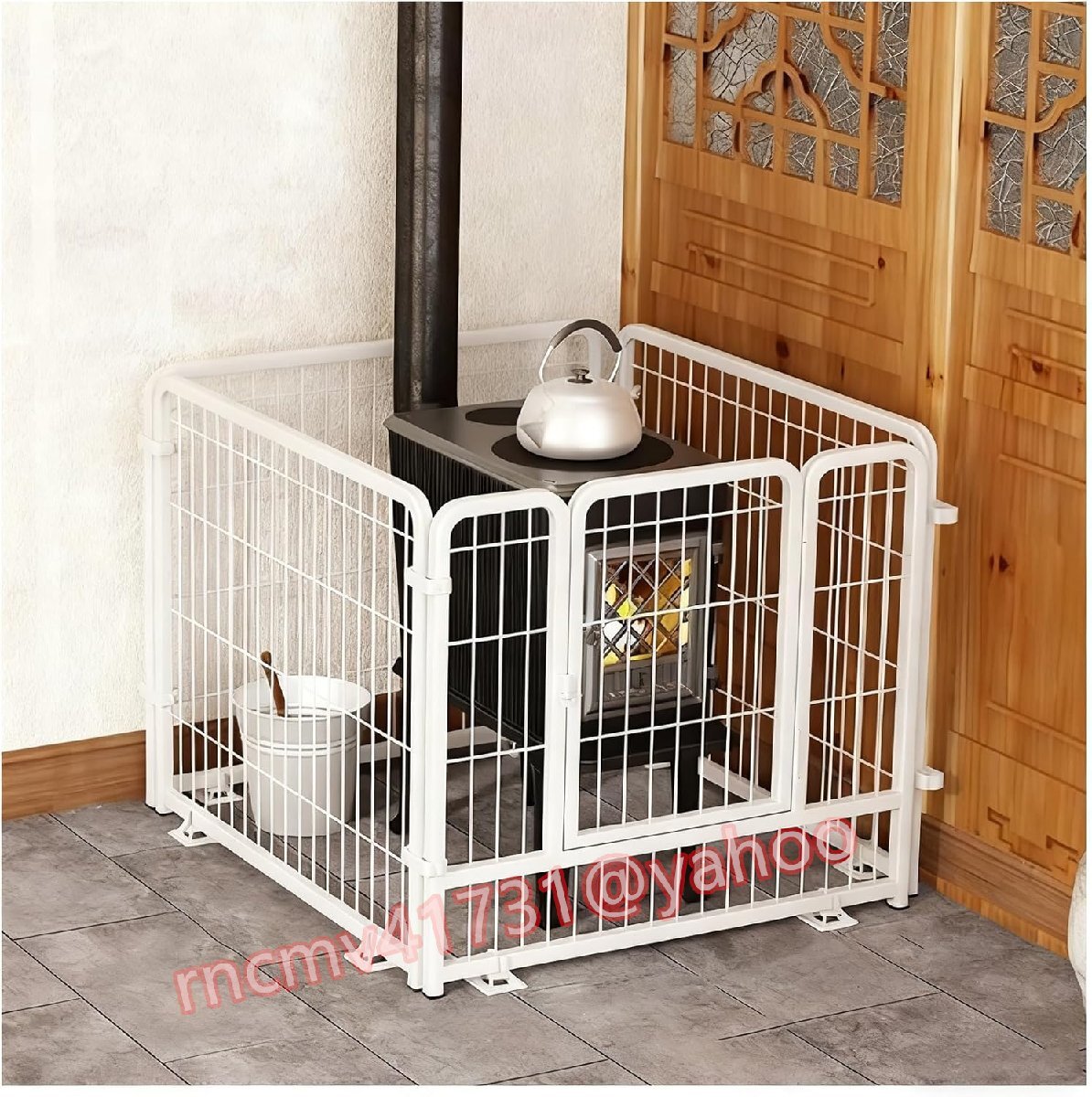 【赤ちゃん 子供やペットの火傷防止】ドア付き 耐熱 自由連結 やけど防止 火花 自立式 ヒーター柵 屋内と屋外 ー/炉用 white 60*60*60cm拍卖