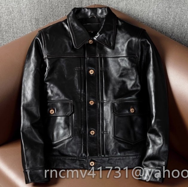 「81SHOP」茶芯 馬革 レザージャケット革ジャン ライダース ホースハイド本革メンズファッションバイクレザーアメカジ ホースレザーS~5XL拍卖