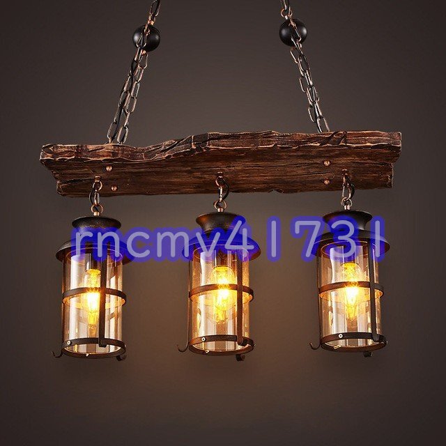 特売★強くお勧め ペンダントライト レトロ 天然木 ランタン型 北欧風 おしゃれ カフェ インテリア照明 天井照明 LED 3灯 デザイン モダン拍卖