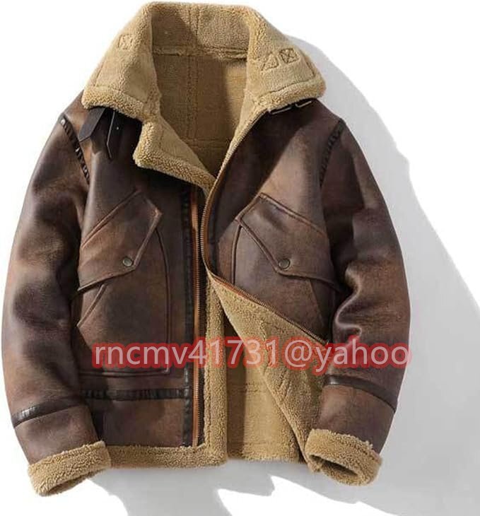 「81SHOP」 防寒レザージャケット フライトジャケット メンズ ムートン B3 ジャケット M-5XL ライダースジャケット PU拍卖