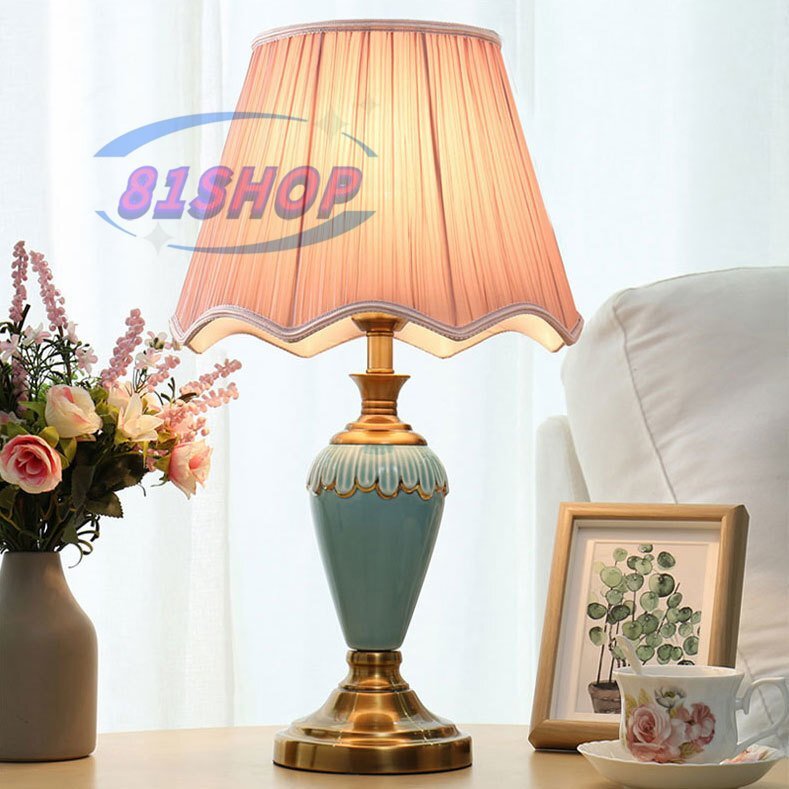 「81SHOP」特売★ 美品★エナメルセラミック照明スタンドライト テーブルランプ デスクライト 高級陶器卓上ステンド拍卖