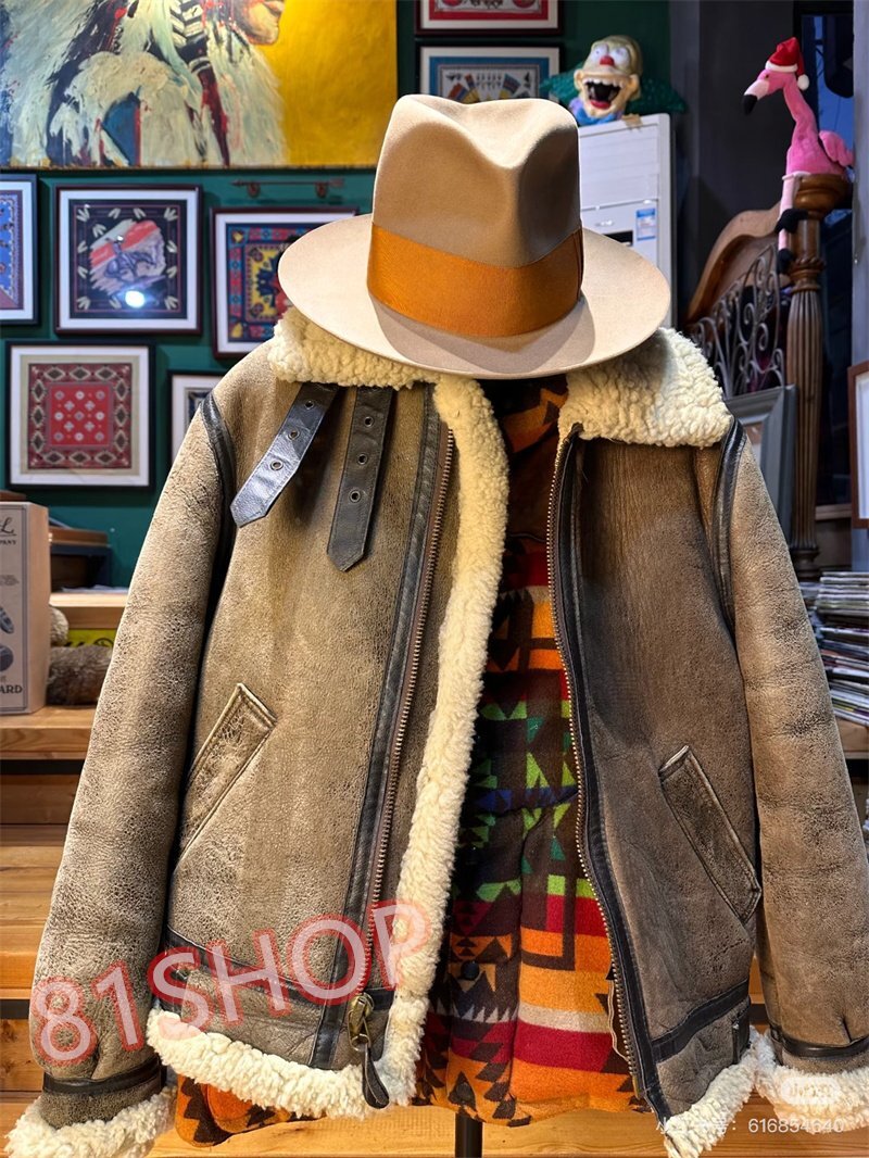 「81SHOP」 最上級 B6超防寒メンズ ムートン フライトジャケット羊革 毛皮一体 ブルゾン レザージャケット本革 S-5XLサイズ拍卖