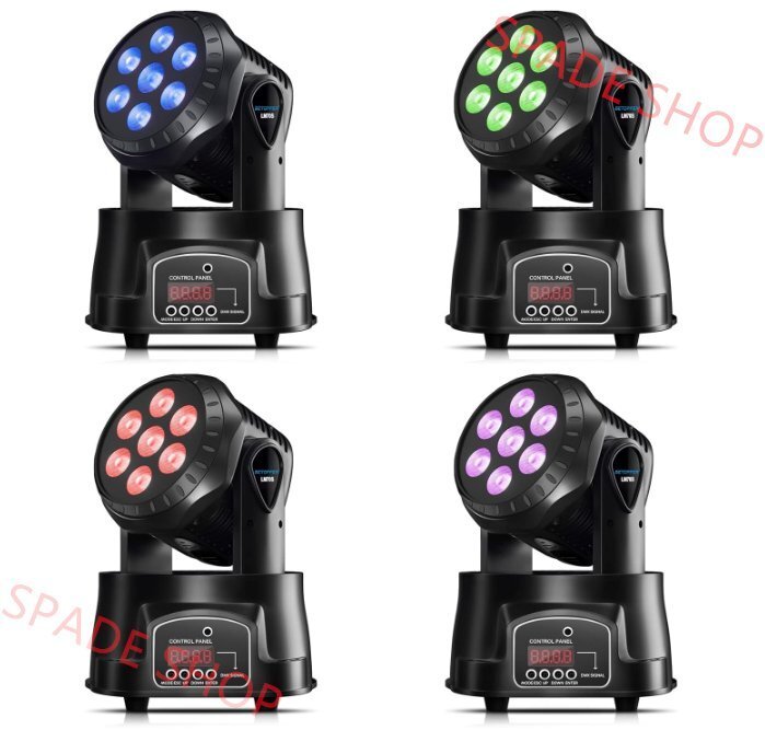 4個セット ムービングライト 7x8W RGBW LED 舞台照明ディスコライト ステージライト7色変換 DMX512 9/14CH パーティライト 音声連動拍卖