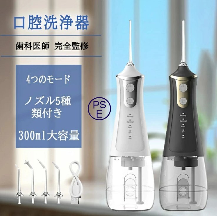 口腔洗浄器 ジェットウォッシャー 2025最新 歯科先生監修 コードレス口腔洗浄機 コンパクト ジェットウォッシャー 替えノズル 風呂 300ml拍卖