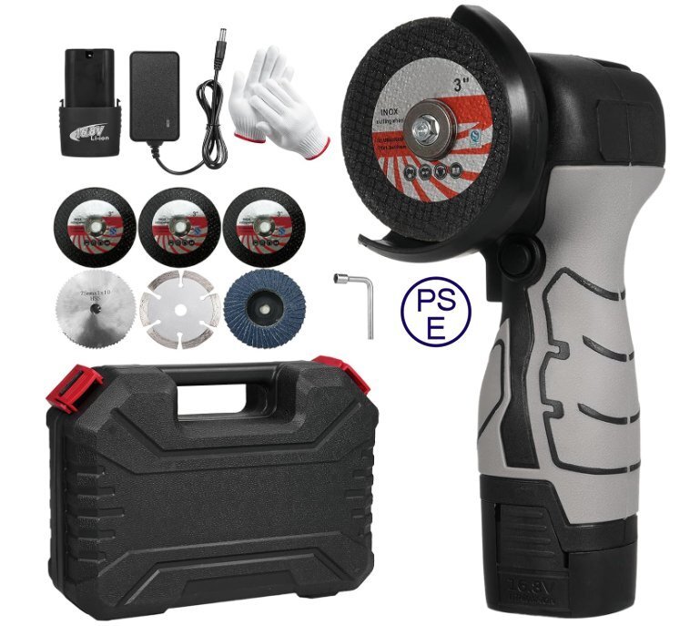 コードレスアングルグラインダー 7000RPM 電動研削ツールミニグラインダー 2 個 16.8V 2000mAh バッテリーと研磨ディスク付き拍卖