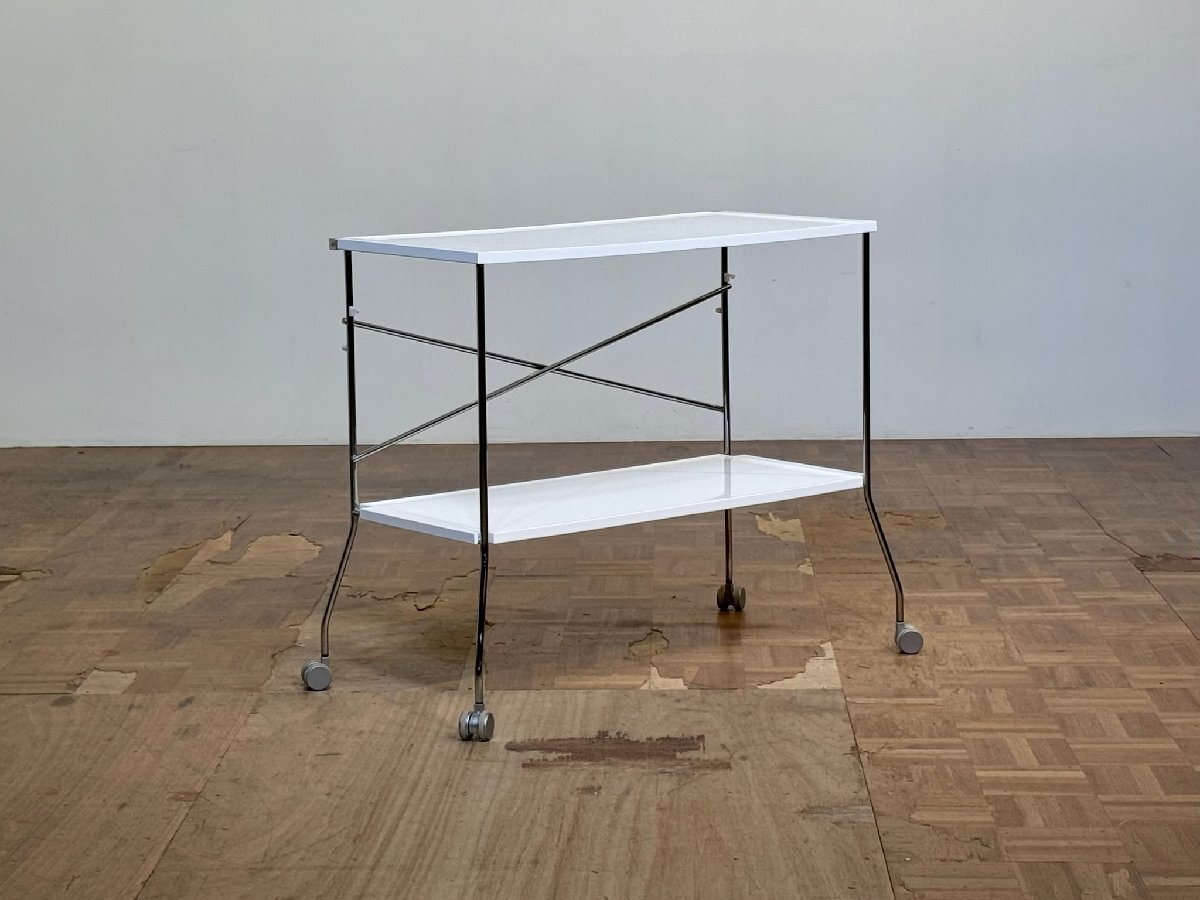 -os4197|Kartell 名作 Antonio Citterio FLIP/フリップ ディスプレイワゴンキャスターサイドテーブルシェルフラック|カルテル カッシーナ拍卖