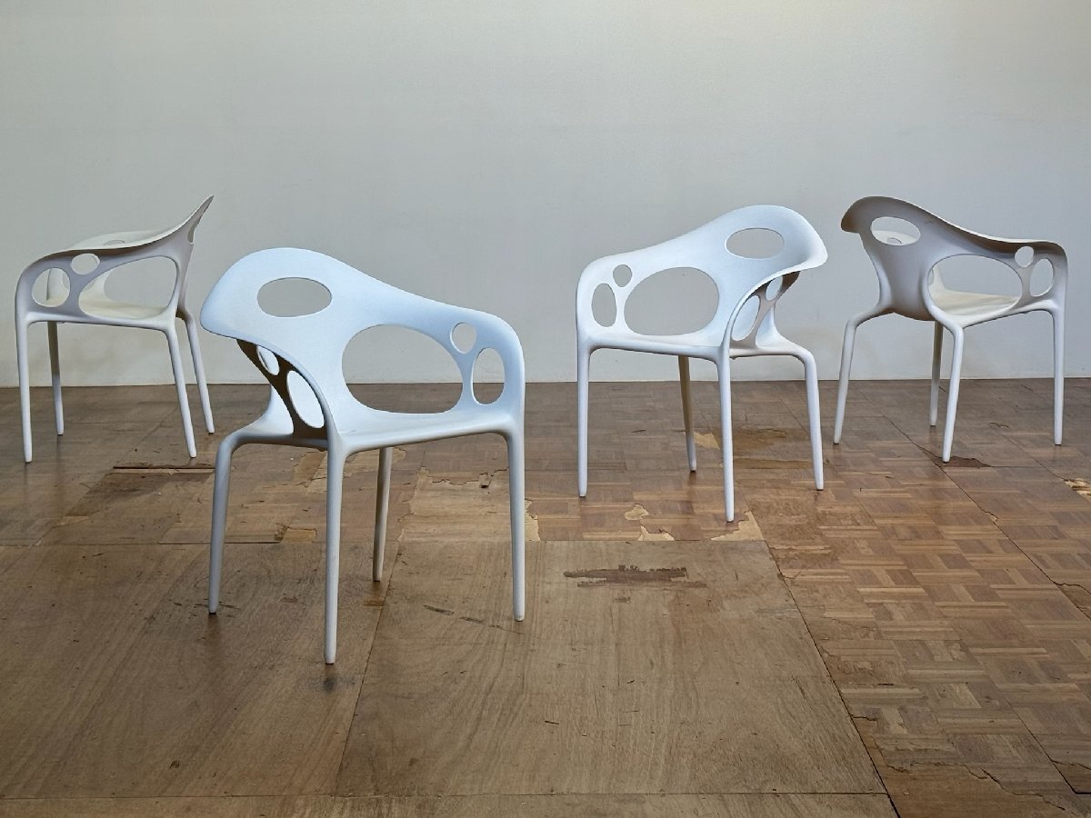 -ts0115/|Cassina ixc. 名作 Ross Lovegrove SUPERNATURAL/スーパーナチュラル アームダイニングチェア×4|B&Bイタリア カッシーナ拍卖