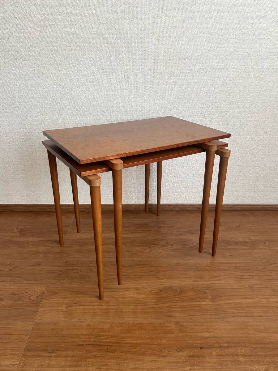 山口木材工芸 1970's ヴィンテージ チーク×ビーチ材 サイドテーブル セット|北欧 ウェグナー 剣持勇 デンマーク 天童木工 アクタス拍卖