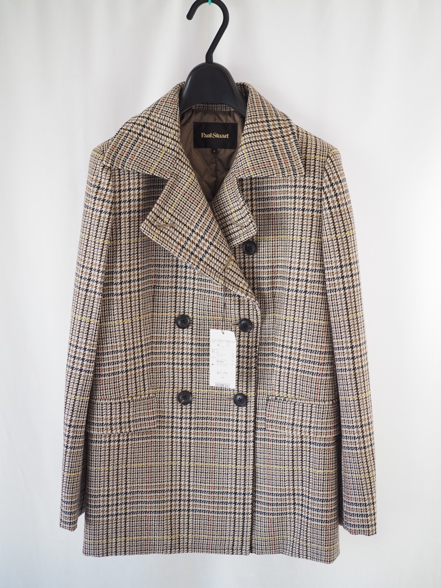 新品★ポール・スチュアート★ガンクラブチェック 中綿 キルティング ダブル ジャケット コート拍卖