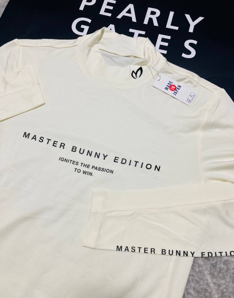 新品 パーリーゲイツ マスターバニー デュアルウォームベア天 モックネックシャツ(6)サイズLL/白 MASTER BUNNY拍卖