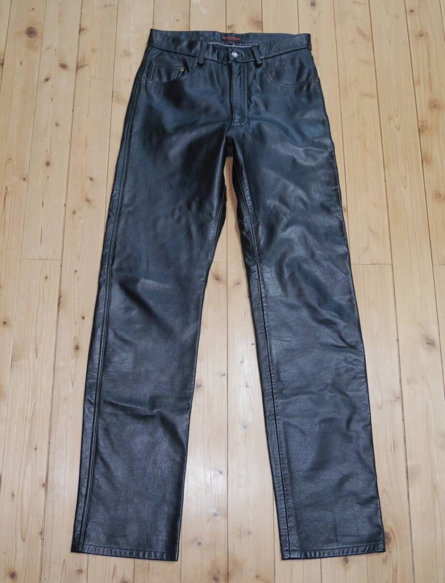 牛革パンツ 本革パンツ カウレザーパンツ ウエスト80cm拍卖