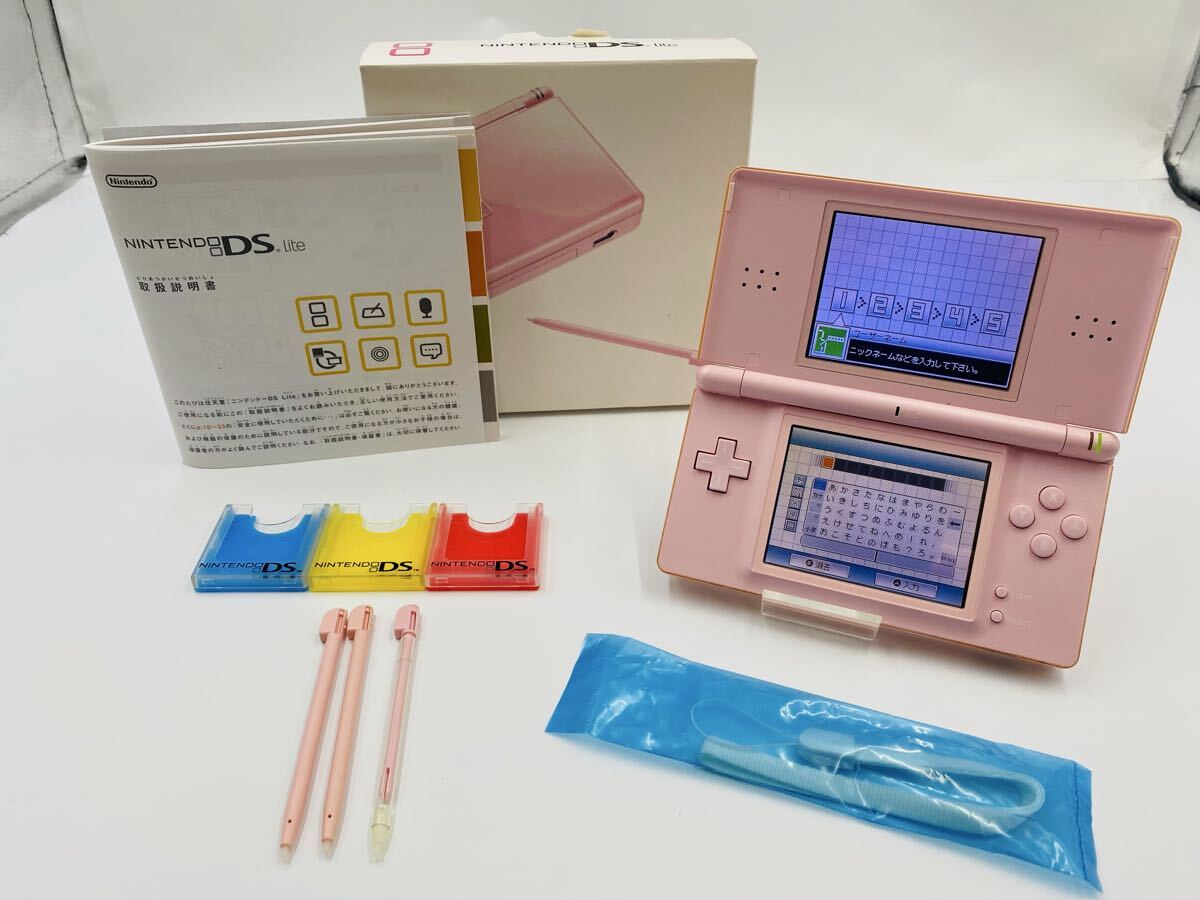 ▲ ニンテンドー Nintendo DS Lite USG-001 ノーブルピンク タッチペンあり 箱説明書付き 初期化/通電確認済み拍卖