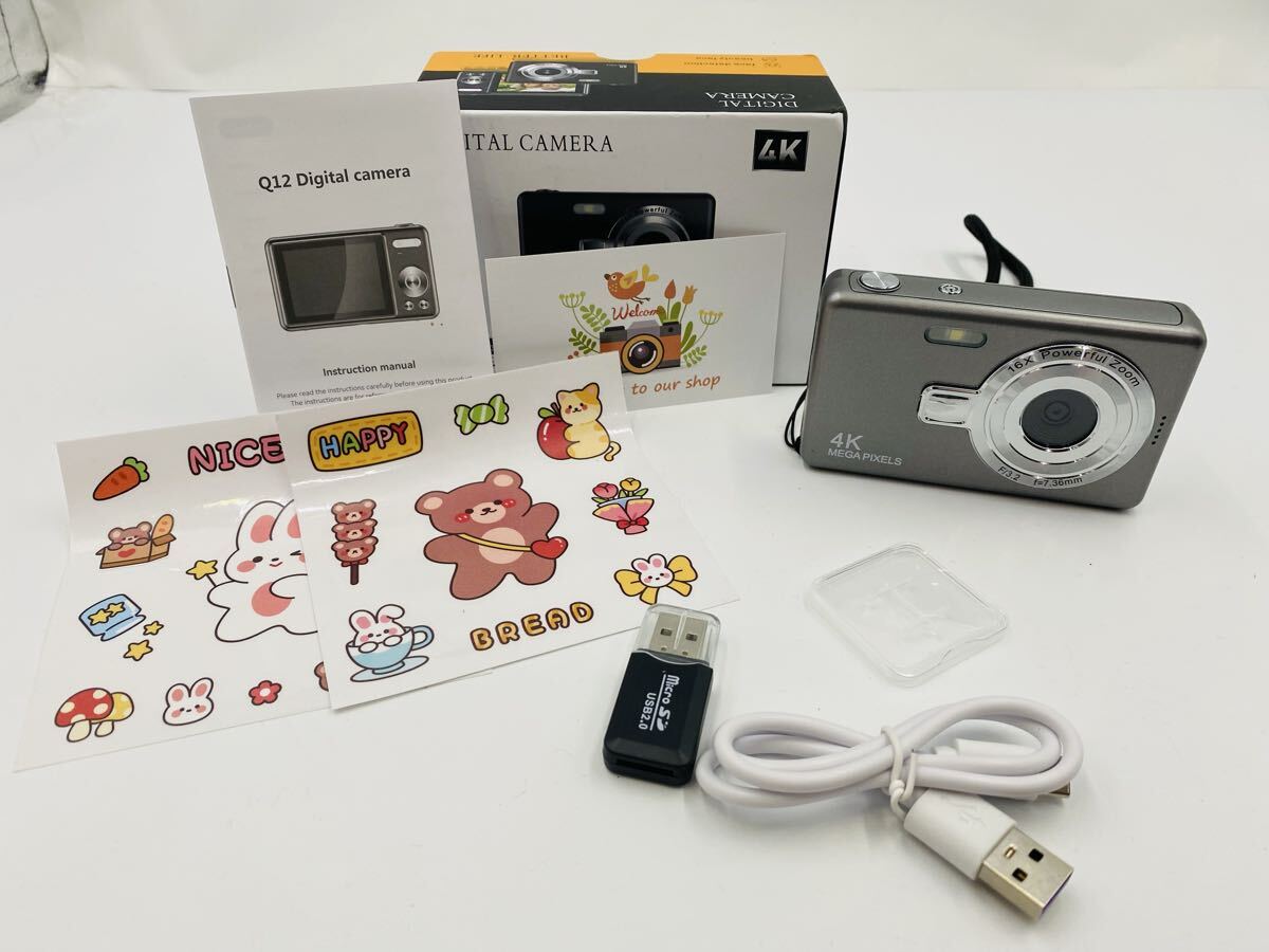 ▲ デジタルカメラ 4K 48MP 16倍ズーム コンパクトデジタルカメラ グレー 箱説明書付き 通電確認済み拍卖