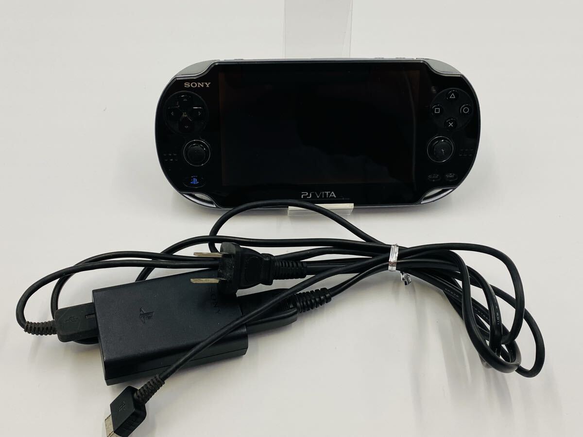 ◯ SONY PlayStation Vita ソニー プレイステーション ヴィータ PCH-1100 ブラック 電源コード付き 初期化/通電確認済み拍卖
