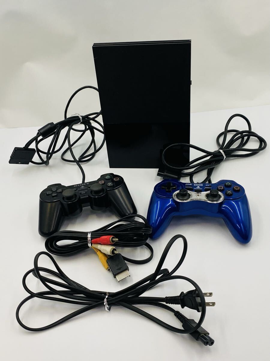 ◯ SONY ソニー PlayStation2 プレイステーション2 PS2 SCPH-90000 ブラック 電源コード、コントローラー付き 通電確認済み拍卖