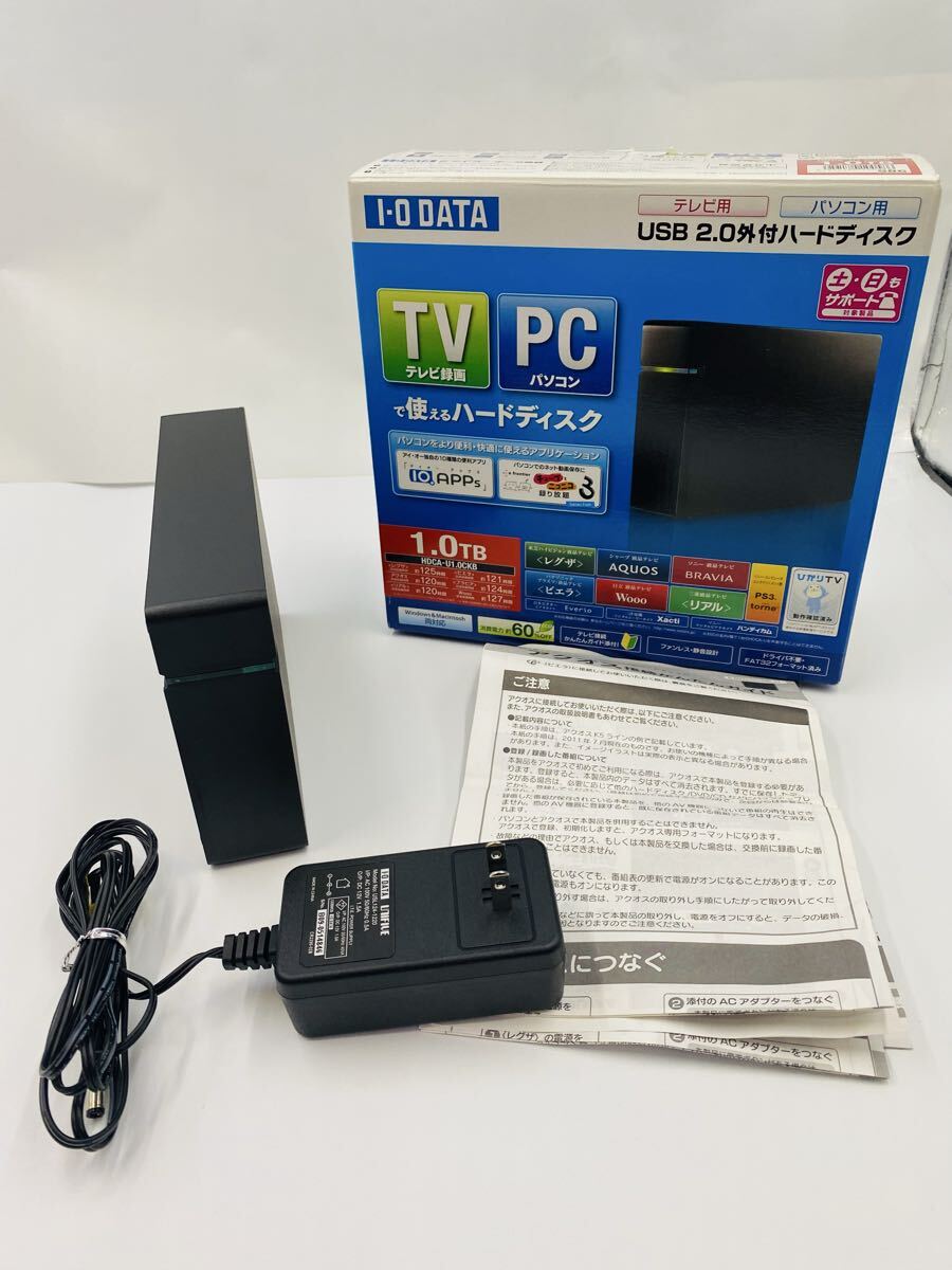 ◯ I-O DATA アイ・オー・データ USB外付けハードディスク 1TB HDD HDCA-U1.0CKB HDCA-U シリーズ テレビ録画対応 箱説明書付き ジャンク品拍卖