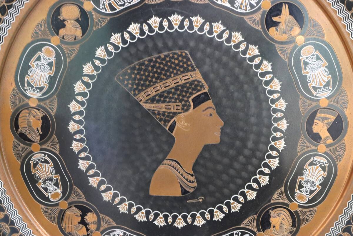 ★飾り皿 古代 壁画 エジプト スーダン エチオピア サウジアラビア 銅板 観賞 オブジェ アンティーク 雑貨 昭和レトロ拍卖
