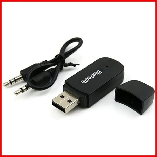 レシーバー AUX Bluetooth ブルートゥース USB receiver ワイヤレス 無線 AUXケーブル USB型 常時電源 据え置き ブラック拍卖