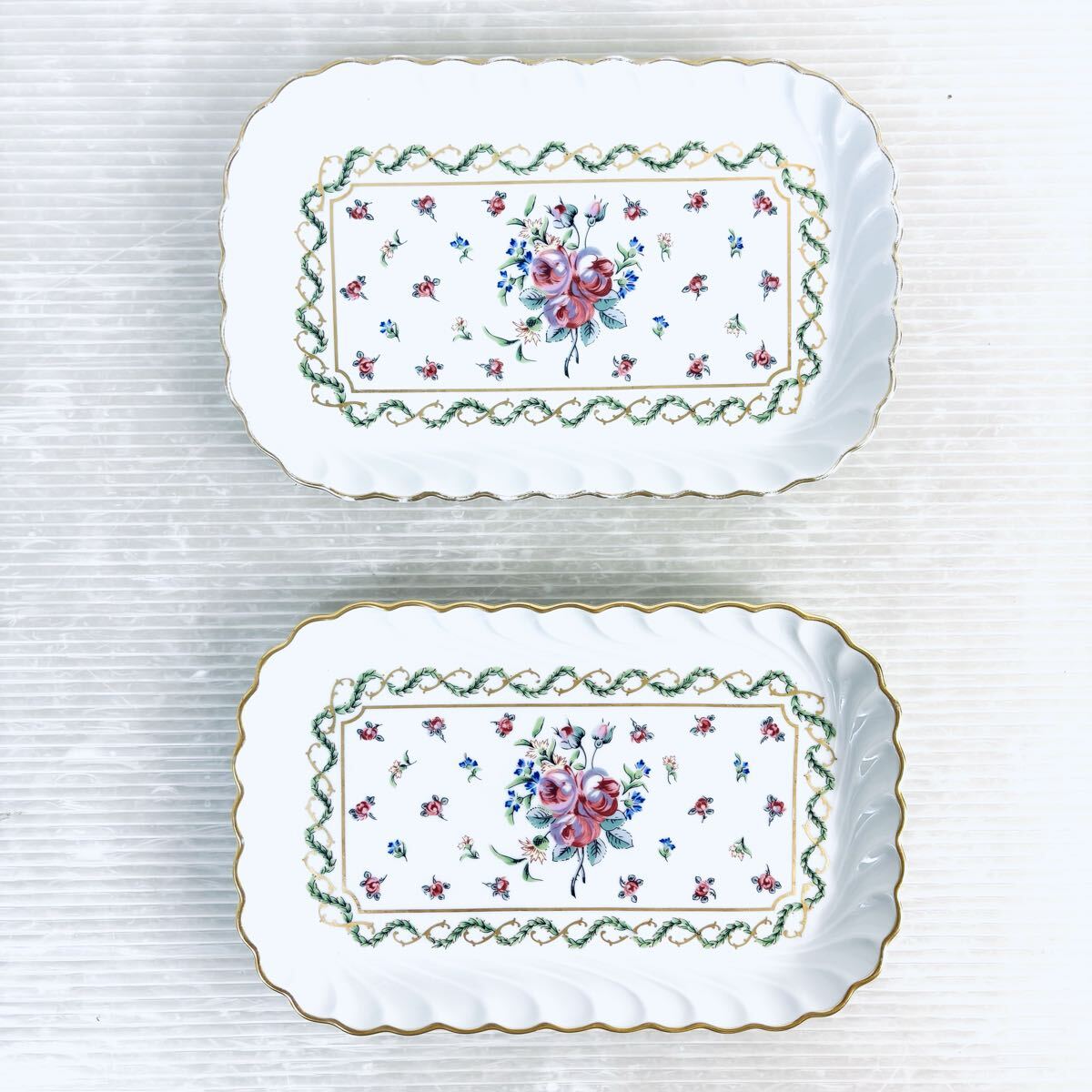 Haviland アビランド リモージュ 花柄 長方形皿 プレート 2枚セット拍卖