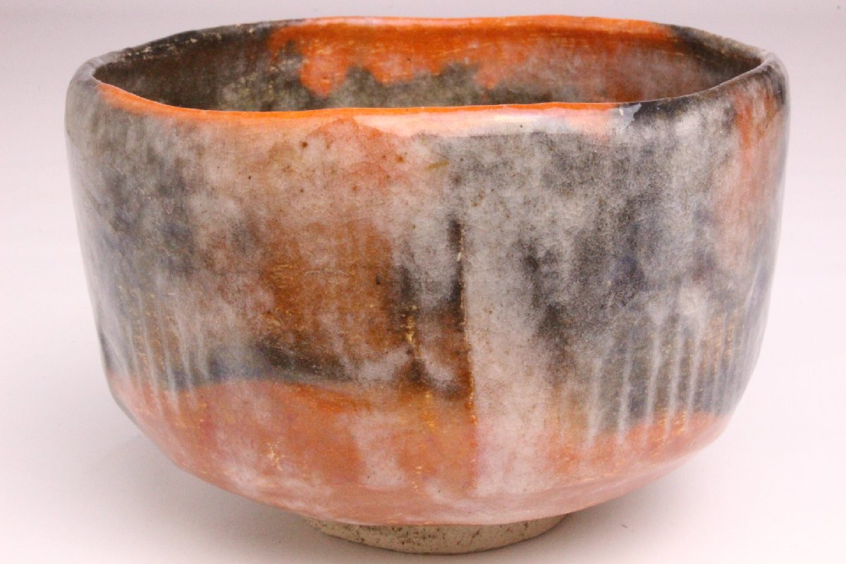 「狸庵RS」 初代 小川長楽 (1874-1939)作 赤茶碗 「共箱」/ 京焼 楽焼 赤楽 ☆本物保障☆uj5re2q拍卖