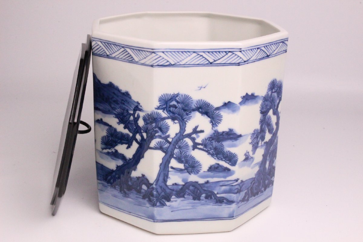 「狸庵RS」 手塚祥堂 染付 八角 置水指「共箱」/ 京焼 ☆本物保障☆t5re8i拍卖