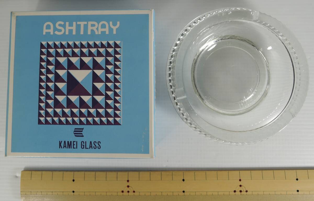 ☆Y11 昭和レトロ■KAMEI GLASS カメイガラス 灰皿■未使用拍卖