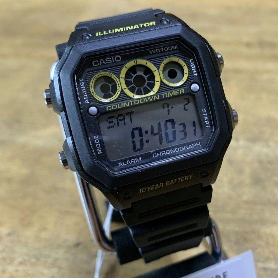 【新品】【箱無し】カシオ CASIO クオーツ メンズ 腕時計 AE-1300WH-1A ブラック/イエロー ブラック拍卖