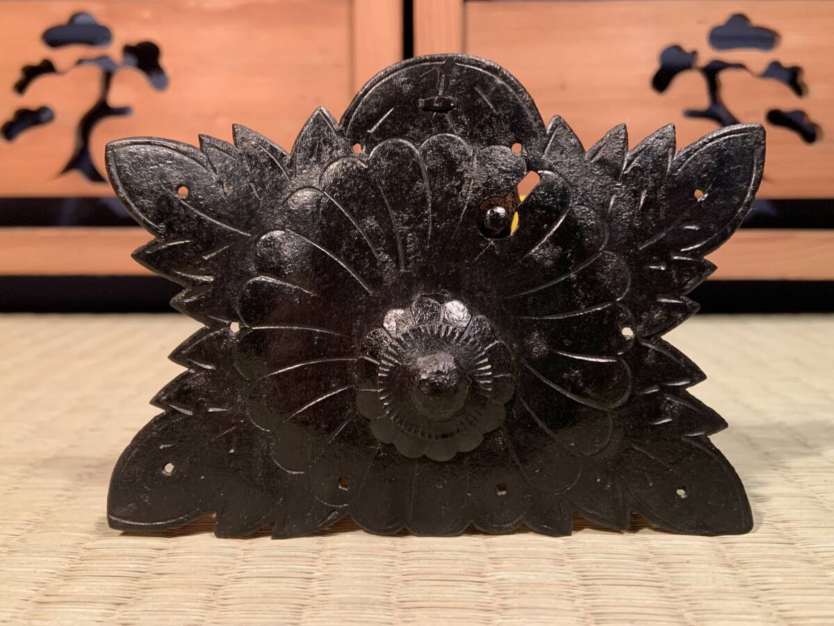 明治/仙台小抽斗菊唐草紋鍵金具/岩屋堂/酒田/船箪笥 /時代和箪笥拍卖