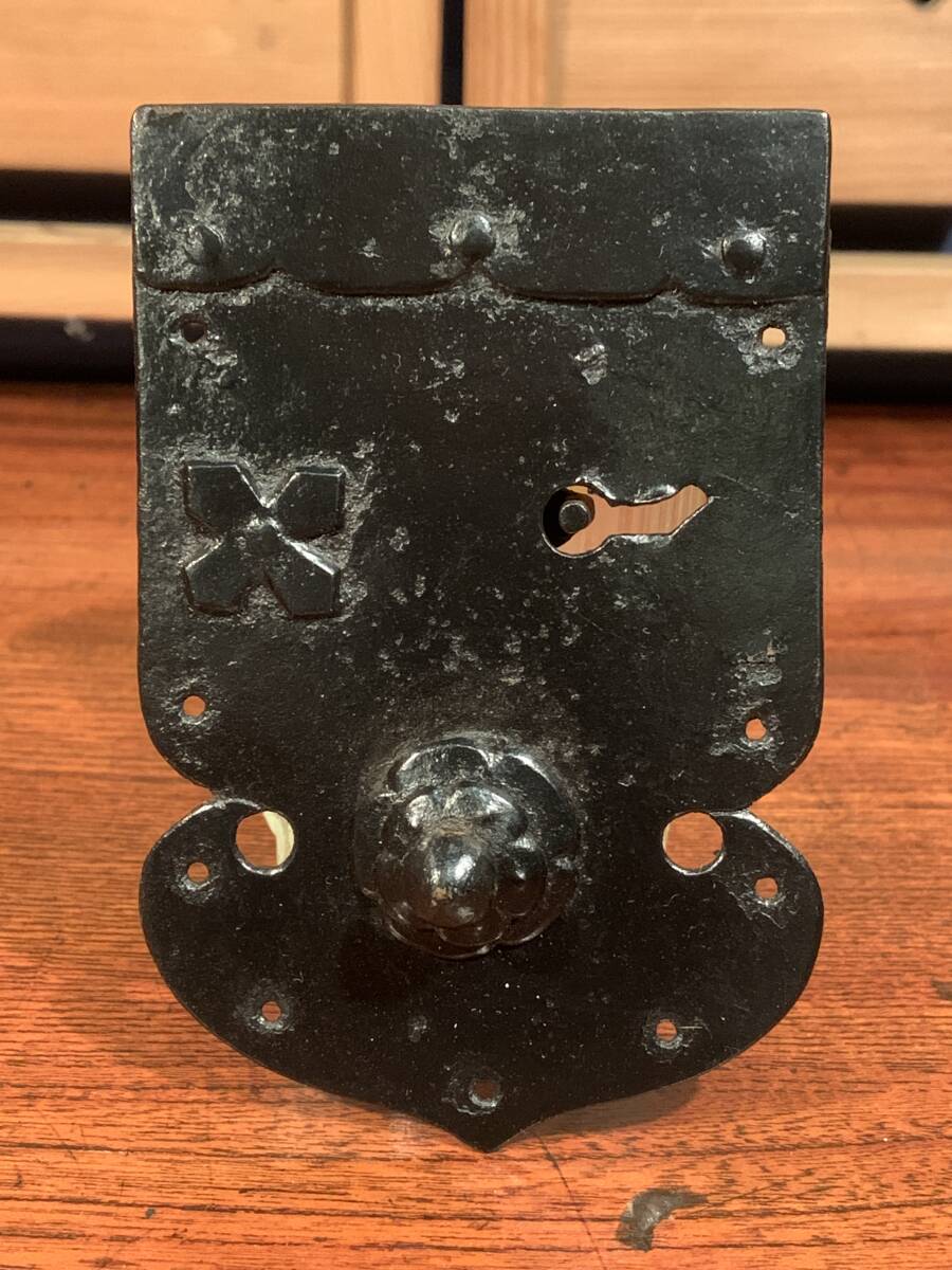 明治期 福島睨み重厚棒鍵金具 帳場 船箪笥 蔵戸 岩屋堂 時代和箪笥部品拍卖