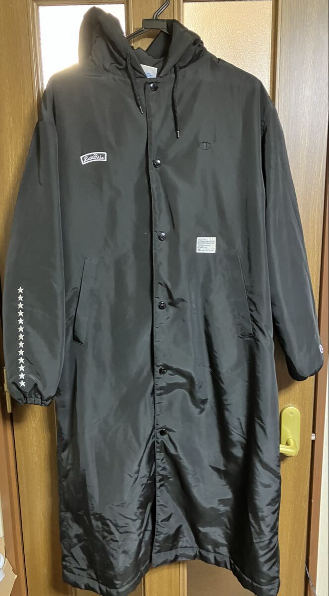 チャンピオン ベンチコート 黒 S 裏ボア拍卖