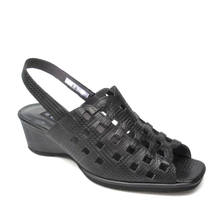 痛くないめっちゃ柔らか幅広3E NINEdeNINE 113-23 黒 23.0 EEE ナインデナイン 本革 日本製 婦人 レディース ウェッジソール サンダル拍卖