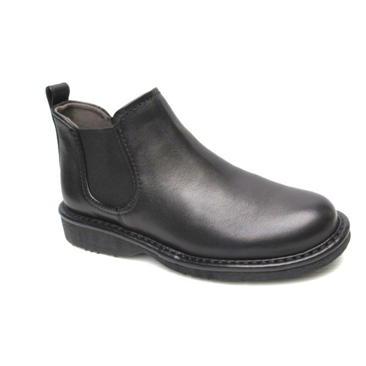 ゆったり履ける サイドゴアブーツ 24.0 幅広設計 ワイド EEE 優し&楽し Y&T3473 黒 柔らか 本革 牛革 婦人 レディース ショート ブーツ拍卖