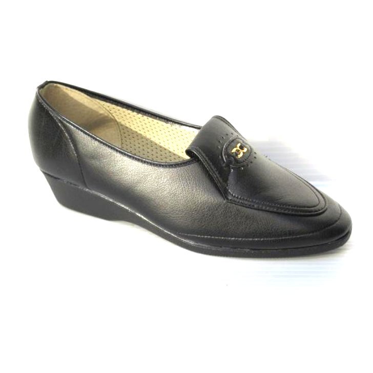 柔らかで痛くない 濡れに強い カジュアル スリッポン パンプス 24.0 quatre キャトル 1712 黒 日本製 幅広 3E 婦人 レディース ミセス拍卖