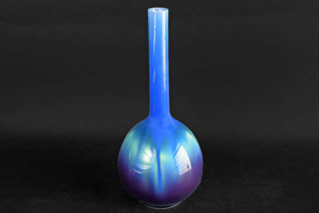 人間国宝 三代 徳田八十吉(正彦)作 彩釉 花生 花瓶 花入拍卖