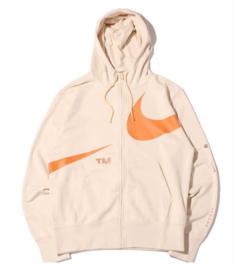 新品未使用>Nike希少色・ベージュ色 パーカー・フーディー■Nike■パーカー前後のオレンジBigスウッシュがカッコいい!拍卖