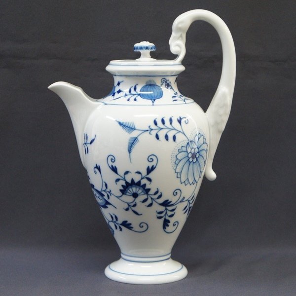 中古・美品・激レア【Meissen マイセン】ブルーオニオン コーヒーポット スワンハンドル 割れ・カケ無 706g 店頭併売品拍卖