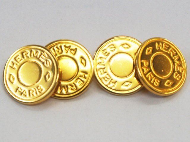 中古・美品【HERMES/エルメス】セリエ ゴールドカフス カフリンクス 金色 アクセサリー 直径1.4cm拍卖