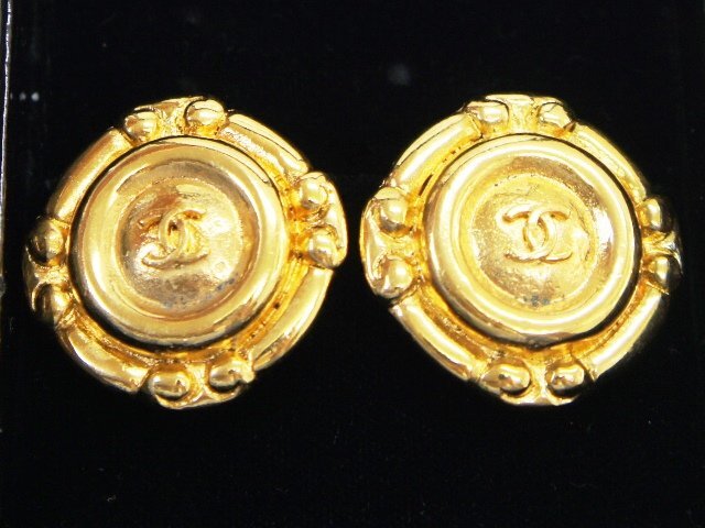 中古【CHANEL シャネル】イヤリング ココマーク COCO 金色 アクセサリー GP ゴールド 31.3g拍卖