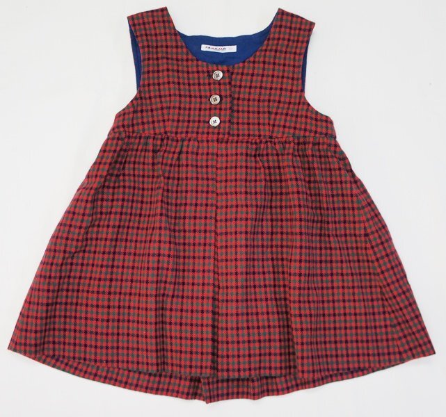 中古 子供服【FAMILIAR ファミリア】100サイズ ジャンパースカート 赤チェック柄 女の子用拍卖